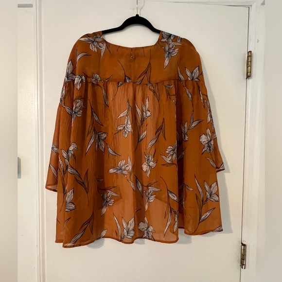 Floral Kimono Sleeve Top - Orange one size fits most (OSFM) (S104) - Picture 6 of 8
